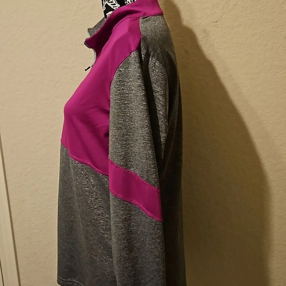 BCG  Activewear Gray & Pink Pullover with Half Zip size Large
